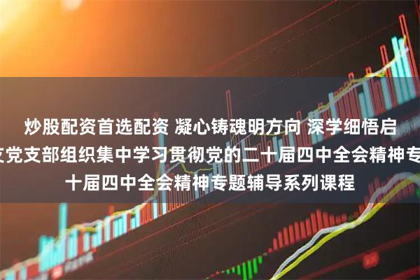 炒股配资首选配资 凝心铸魂明方向 深学细悟启新程——惠州中支党支部组织集中学习贯彻党的二十届四中全会精神专题辅导系列课程